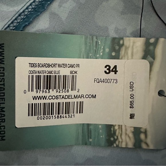 Costa Del Mar TIDES BOARDSHORT WATER CAMO PRINT Men's Size 34 - Picture 4 of 4